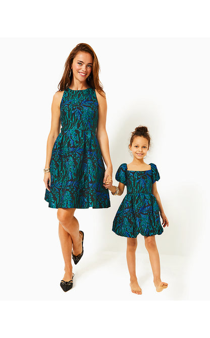 KOJI DRESS, DEEP LAGOON BERRY WILD METALLIC BROCADE