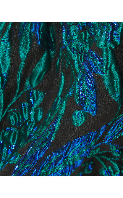 KOJI DRESS, DEEP LAGOON BERRY WILD METALLIC BROCADE