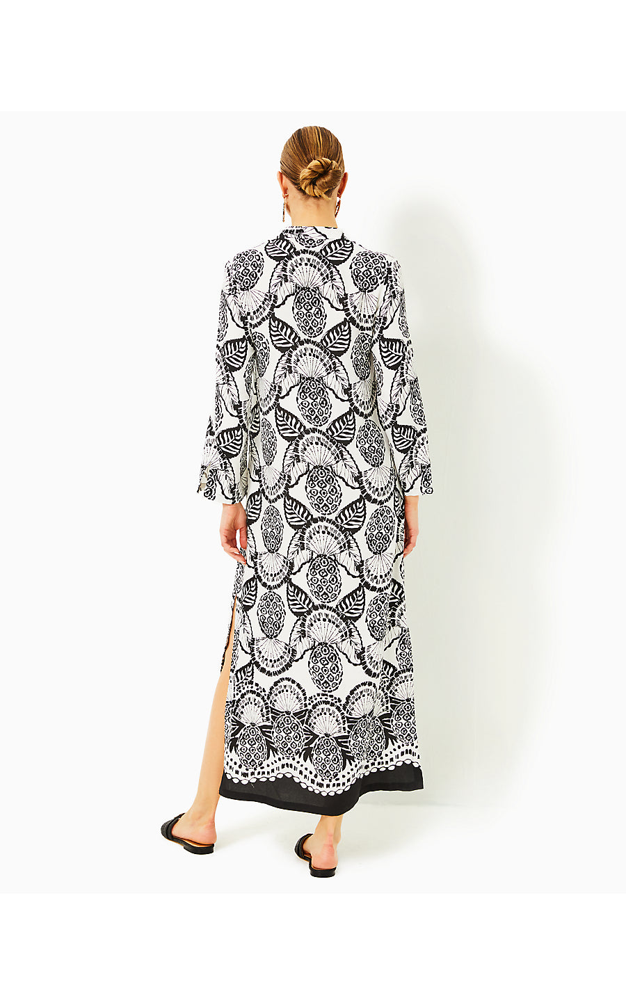 IRELLA MAXI CAFTAN DRESS, COCONUT PINEAPPLE PRINCESS ENGINEERED WOVEN DRESS