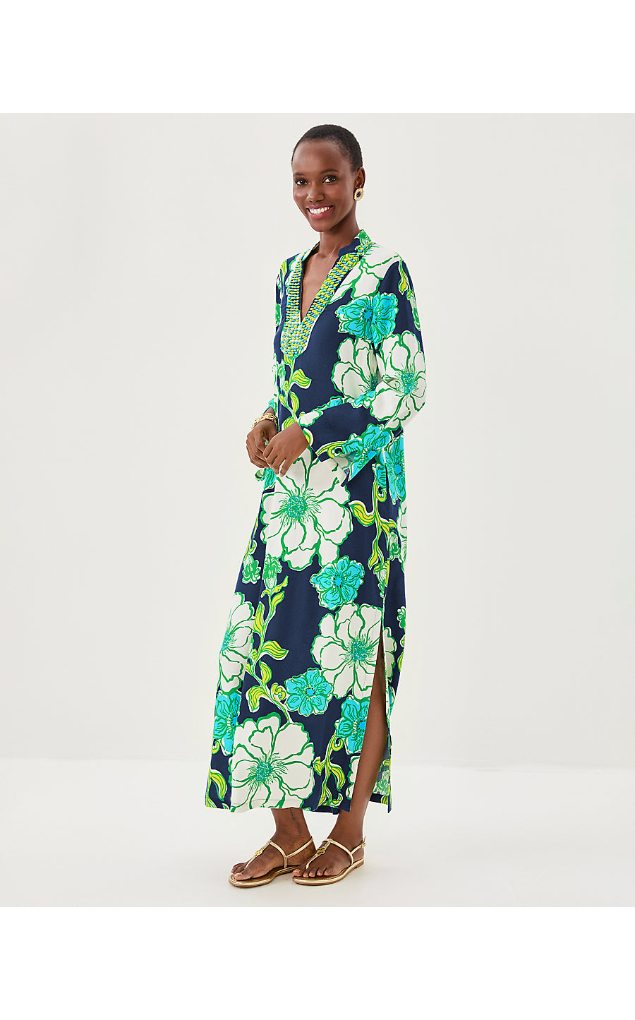 IRELLA MAXI CAFTAN DRESS, LOW TIDE NAVY OVERSIZED GO BIG