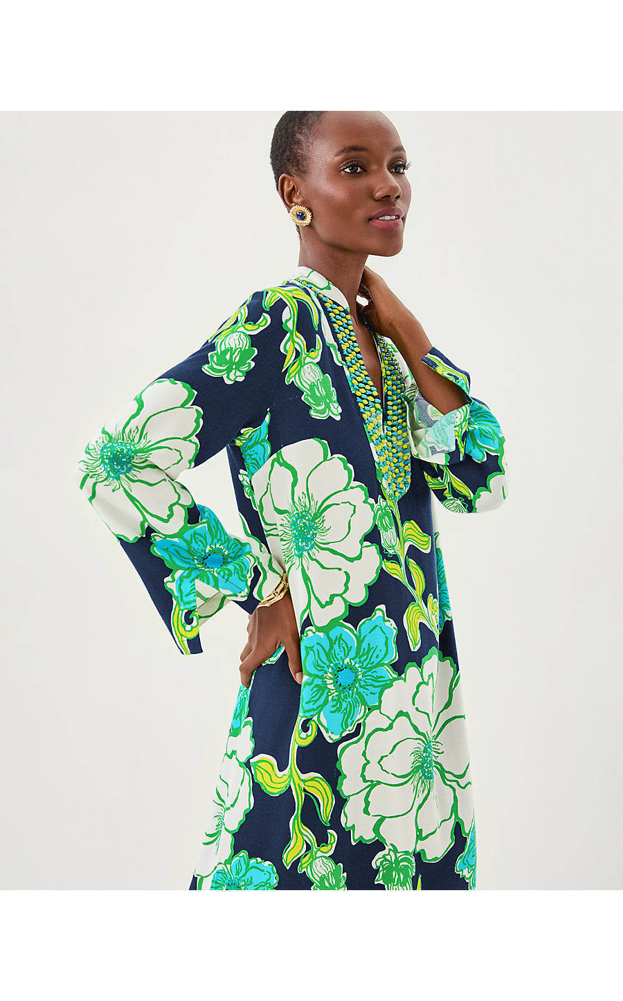IRELLA MAXI CAFTAN DRESS, LOW TIDE NAVY OVERSIZED GO BIG