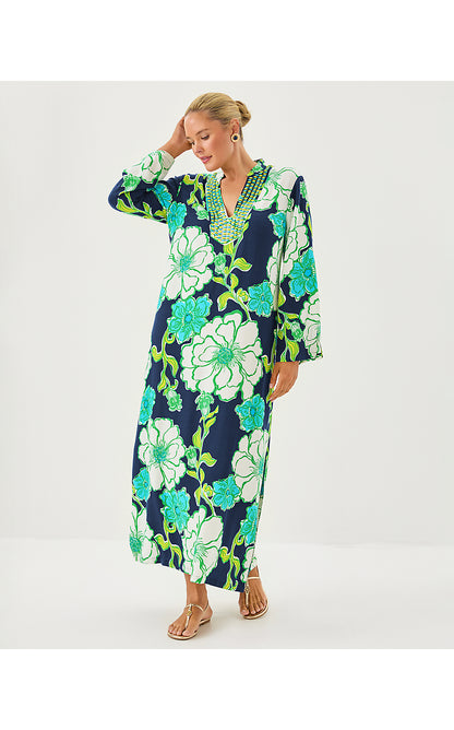 IRELLA MAXI CAFTAN DRESS, LOW TIDE NAVY OVERSIZED GO BIG