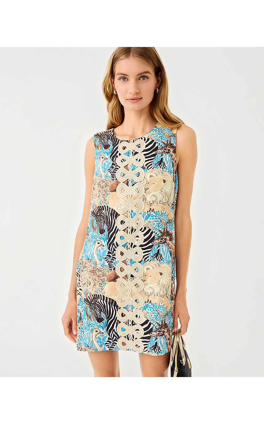 EDITA SHIFT, BREEZY AQUA LILLYS ZOO ENGINEERED WOVEN SHIFT