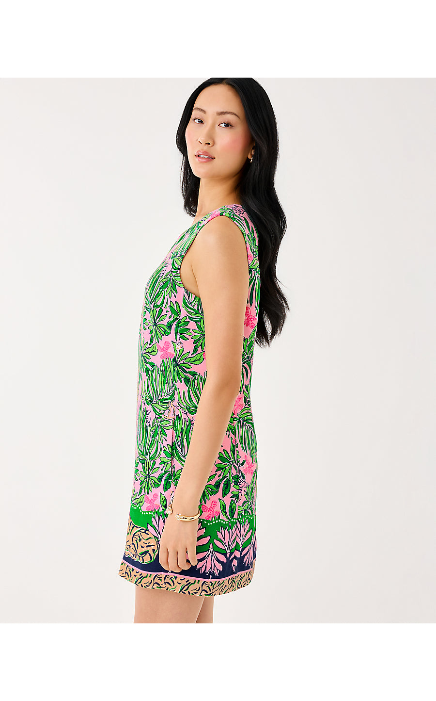 EDITA SHIFT, CONCH SHELL PINK ROARING WITH JOY ENGINEERED SHIFT DRESS