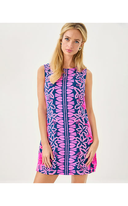EDITA SHIFT, STARLIGHT NAVY ONCE AND FLORAL ENGINEERED WOVEN SHIFT