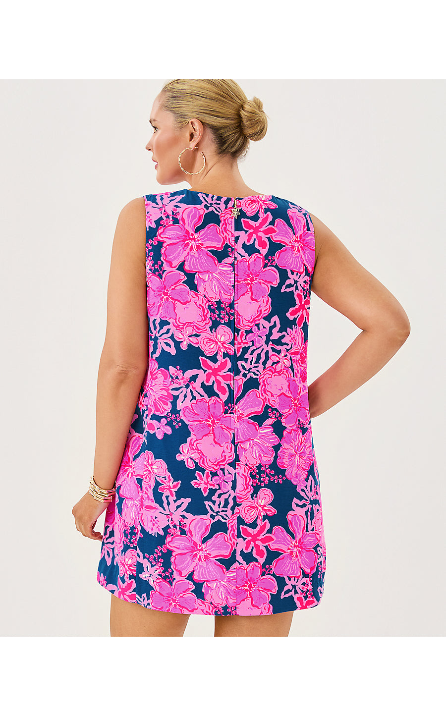 EDITA SHIFT, STARLIGHT NAVY ONCE AND FLORAL ENGINEERED WOVEN SHIFT