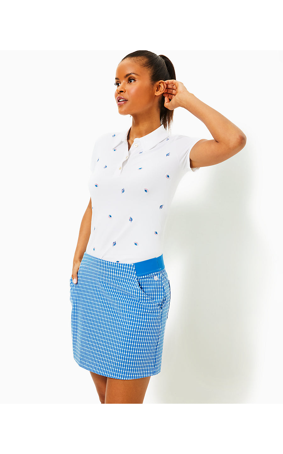 AONA SKORT UPF 50+, MORELLE BLUE PERFORMANCE GINGHAM