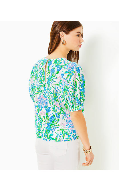 MASIELEIGH SHORT SLEEVE COTTON TOP, RESORT WHITE JUST A PINCH