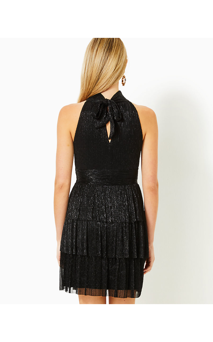 WYN DRESS, NOIR METALLIC KNIT CRINKLE