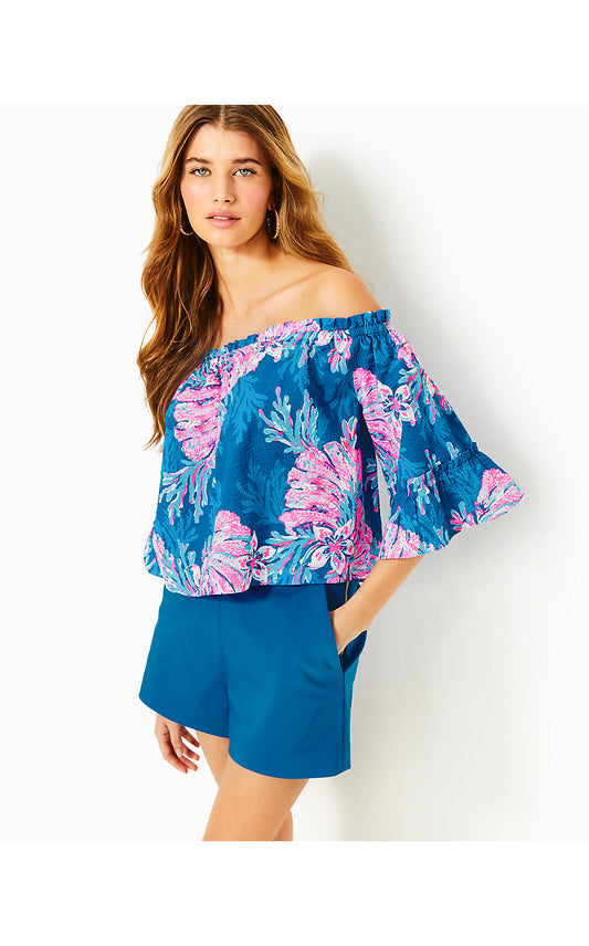 CROIX OFF THE SHOULDER COTTON TOP, MULTI FOR THE FANS