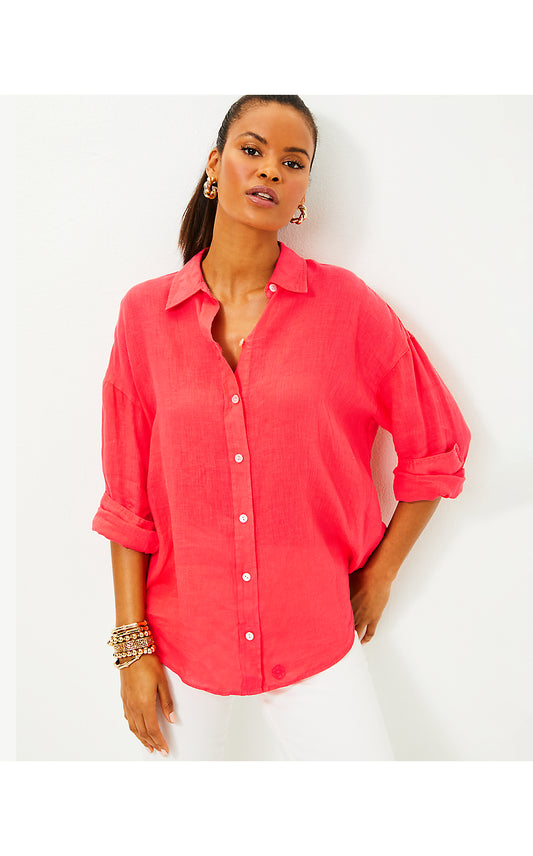 STEVEY RELAXED BUTTON DOWN, MIZNER RED