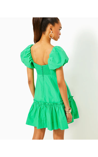 NASTIA SHORT SLEEVE COTTON DRESS, SPEARMINT