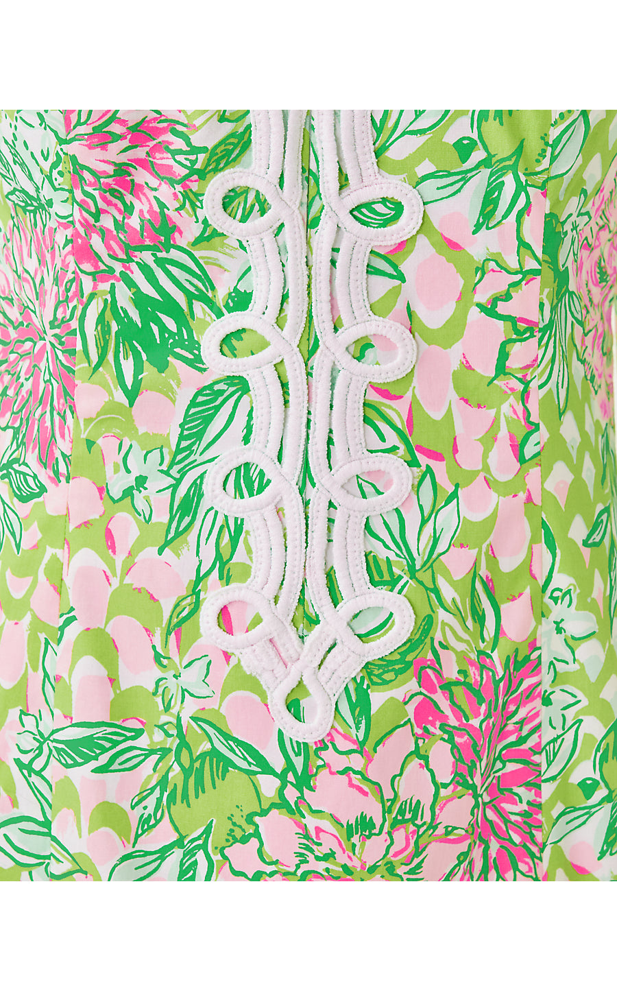 SHEALYN 3/4 SLEEVE STRETCH COTTON MAXI CAFTAN, FAUNA GREEN LIME FEELING GOOD