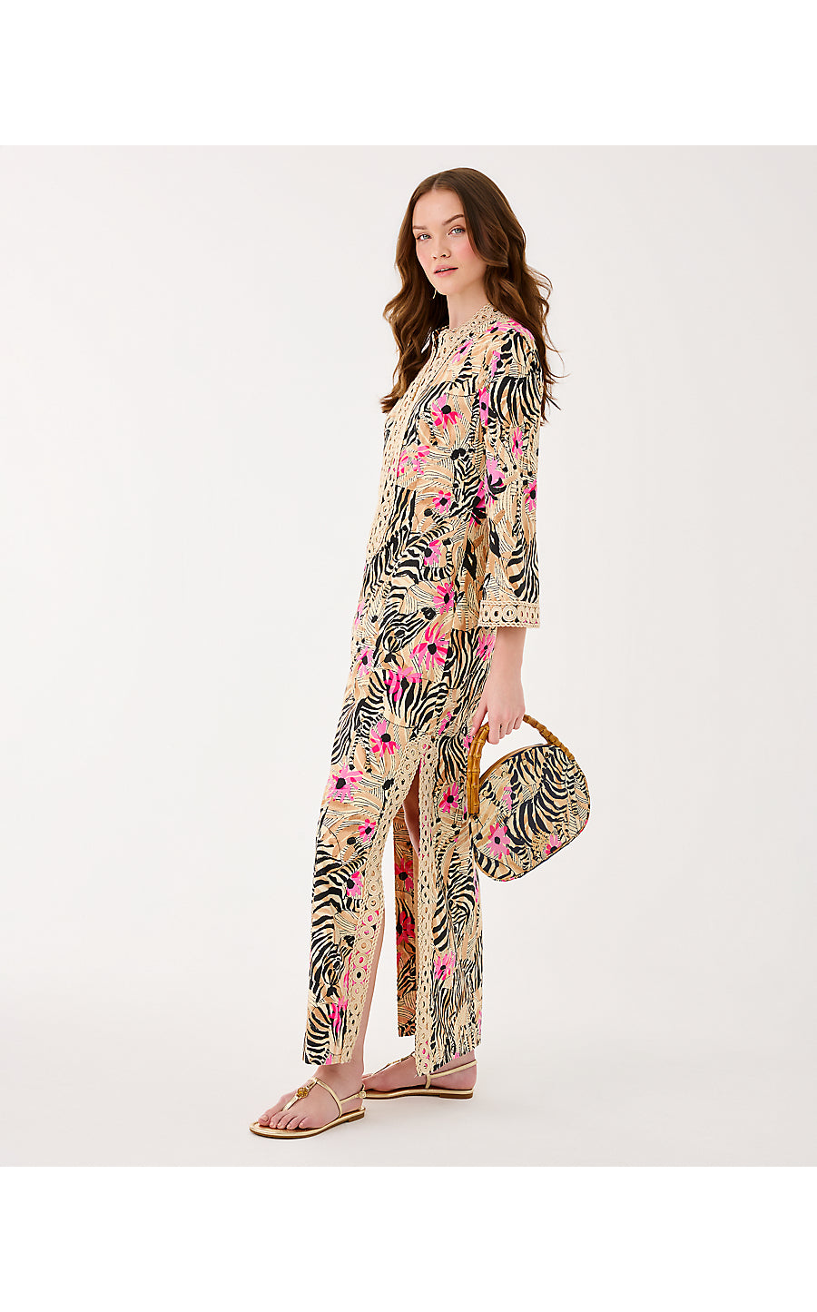 SHEALYN 3/4 SLEEVE STRETCH CAFTAN, RUTABAGA EL MOROCCO