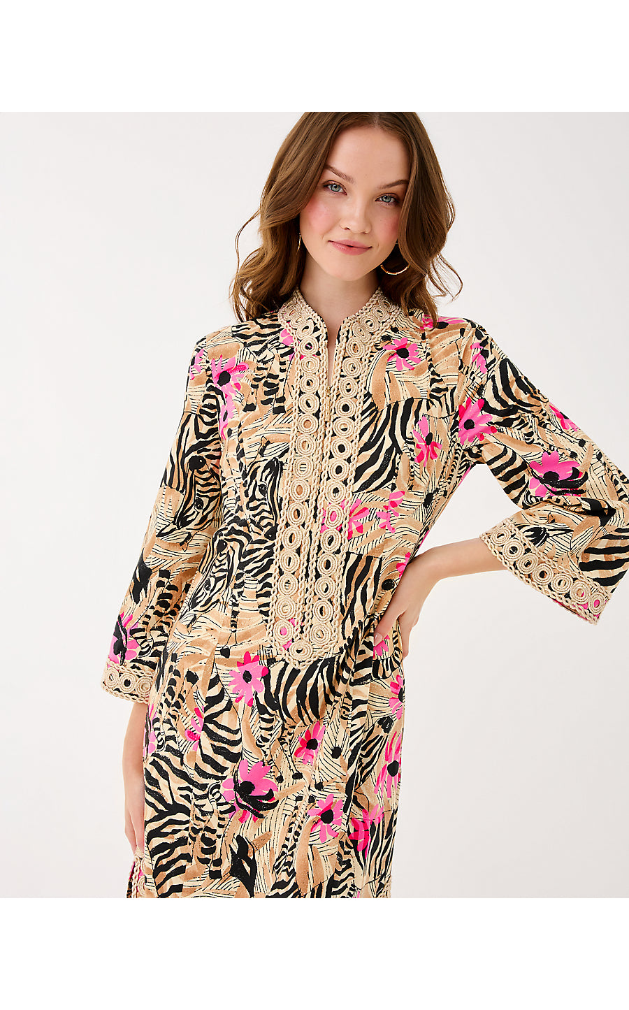 SHEALYN 3/4 SLEEVE STRETCH CAFTAN, RUTABAGA EL MOROCCO