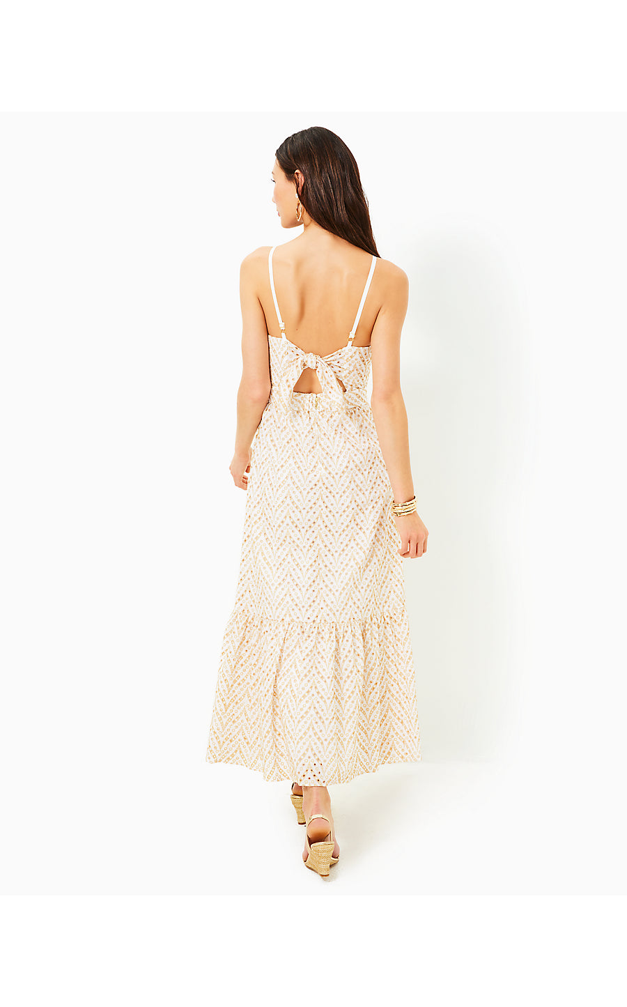 CHARLESE EYELET HALTER MAXI, SAND BAR MERMAID TAIL METALLIC EYELET