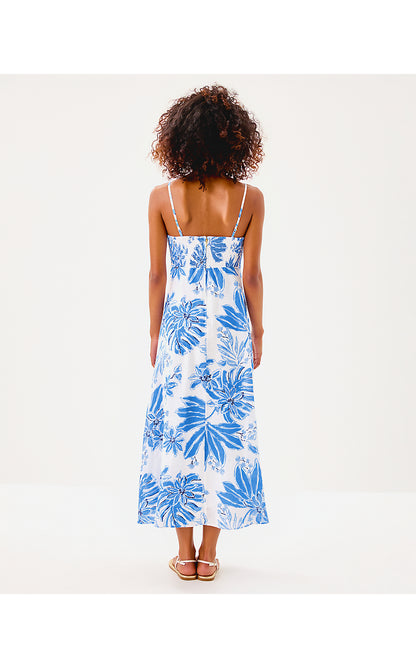 JORGIAN LINEN MIDI DRESS, RESORT WHITE JET SET JUNGLE