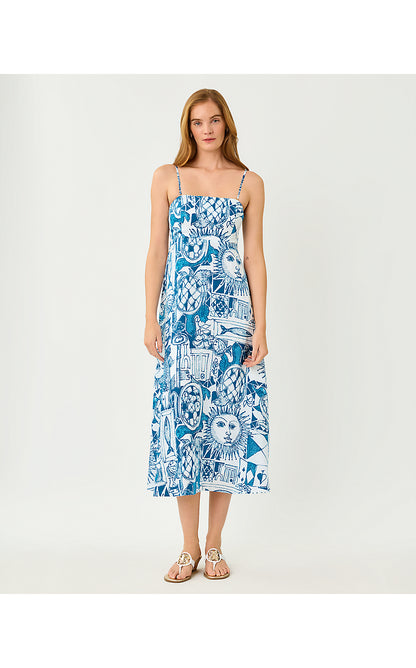 JORGIAN LINEN MIDI DRESS, RESORT WHITE OVERSIZED HARLILLYQUIN