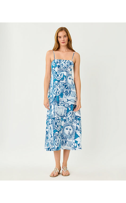 JORGIAN LINEN MIDI DRESS, RESORT WHITE OVERSIZED HARLILLYQUIN