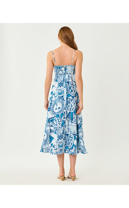 JORGIAN LINEN MIDI DRESS, RESORT WHITE OVERSIZED HARLILLYQUIN