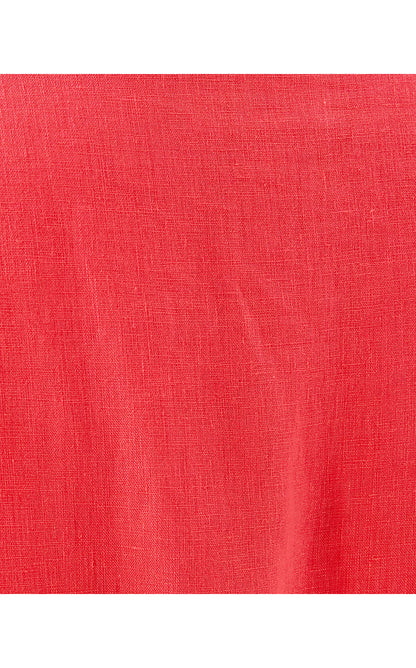 MIALEIGH ELBOW SLEEVE LINEN DRESS, CANE CORAL