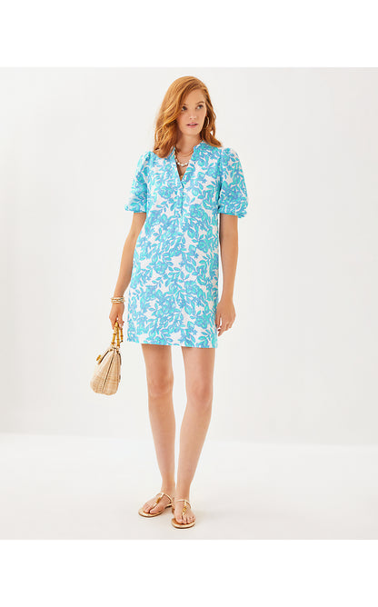 MIALEIGH ELBOW SLEEVE LINEN DRESS, JACARANDA BLUE SIMPLY THE ZEST