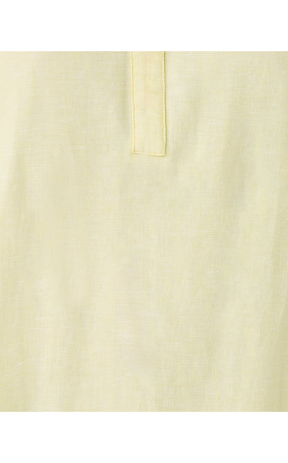 MIALEIGH ELBOW SLEEVE LINEN DRESS, LIMONCELLO X RESORT WHITE