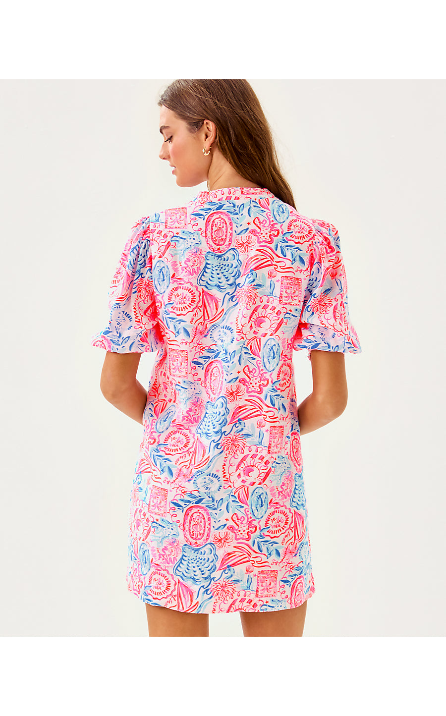 MIALEIGH ELBOW SLEEVE LINEN DRESS, RESORT WHITE LIL SUN SEA SAND