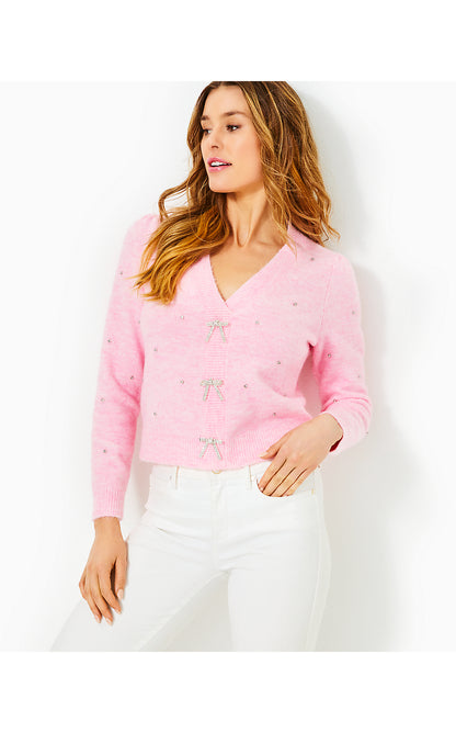 ELLORIE SWEATER, HEATHERED CONCH SHELL PINK PARADISE RHINESTONES
