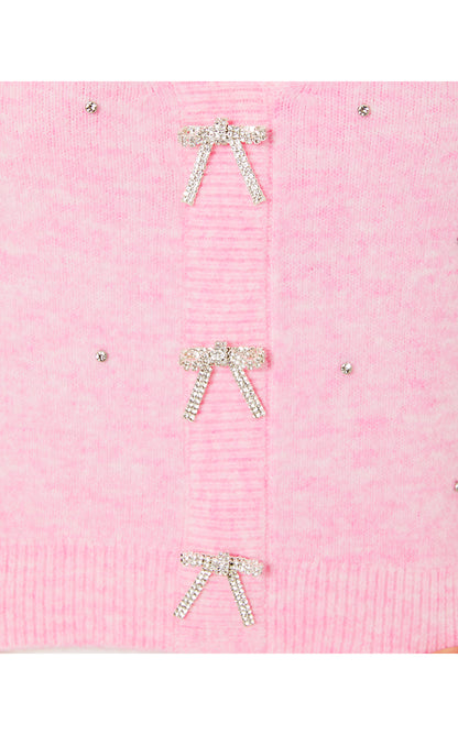 ELLORIE SWEATER, HEATHERED CONCH SHELL PINK PARADISE RHINESTONES