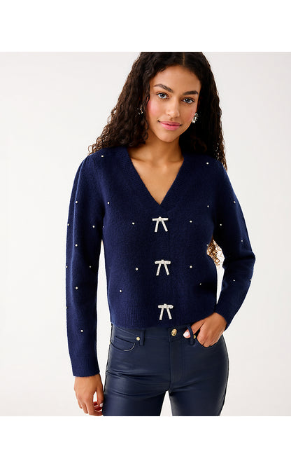 ELLORIE SWEATER, TRUE NAVY PARADISE RHINESTONES