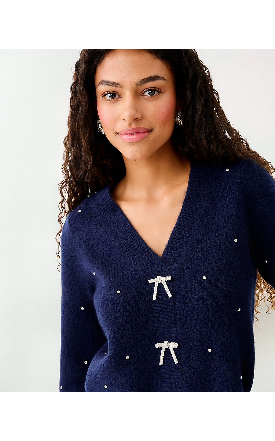 ELLORIE SWEATER, TRUE NAVY PARADISE RHINESTONES