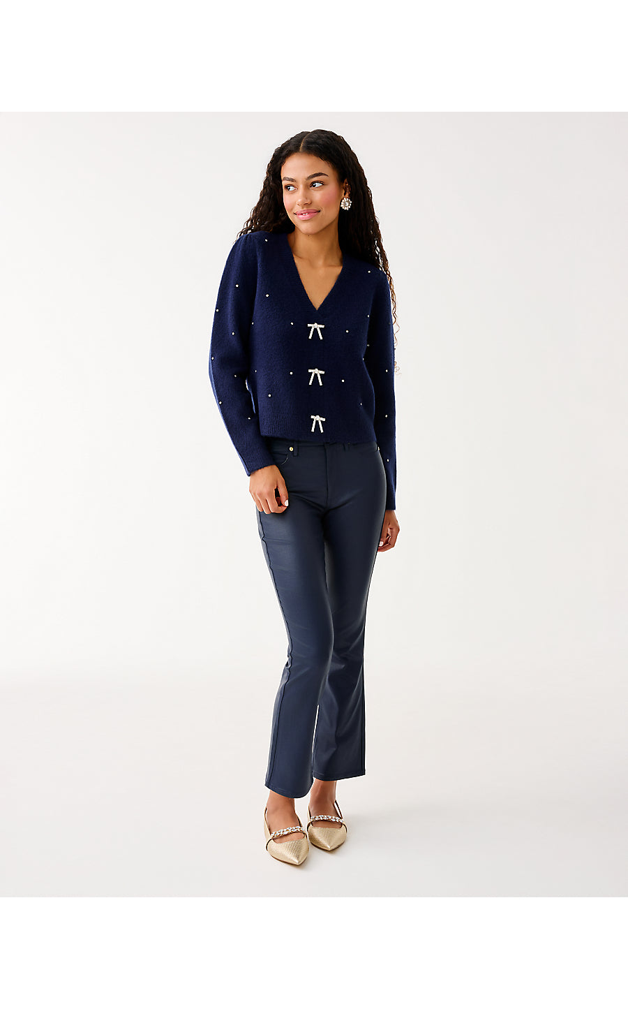 ELLORIE SWEATER, TRUE NAVY PARADISE RHINESTONES