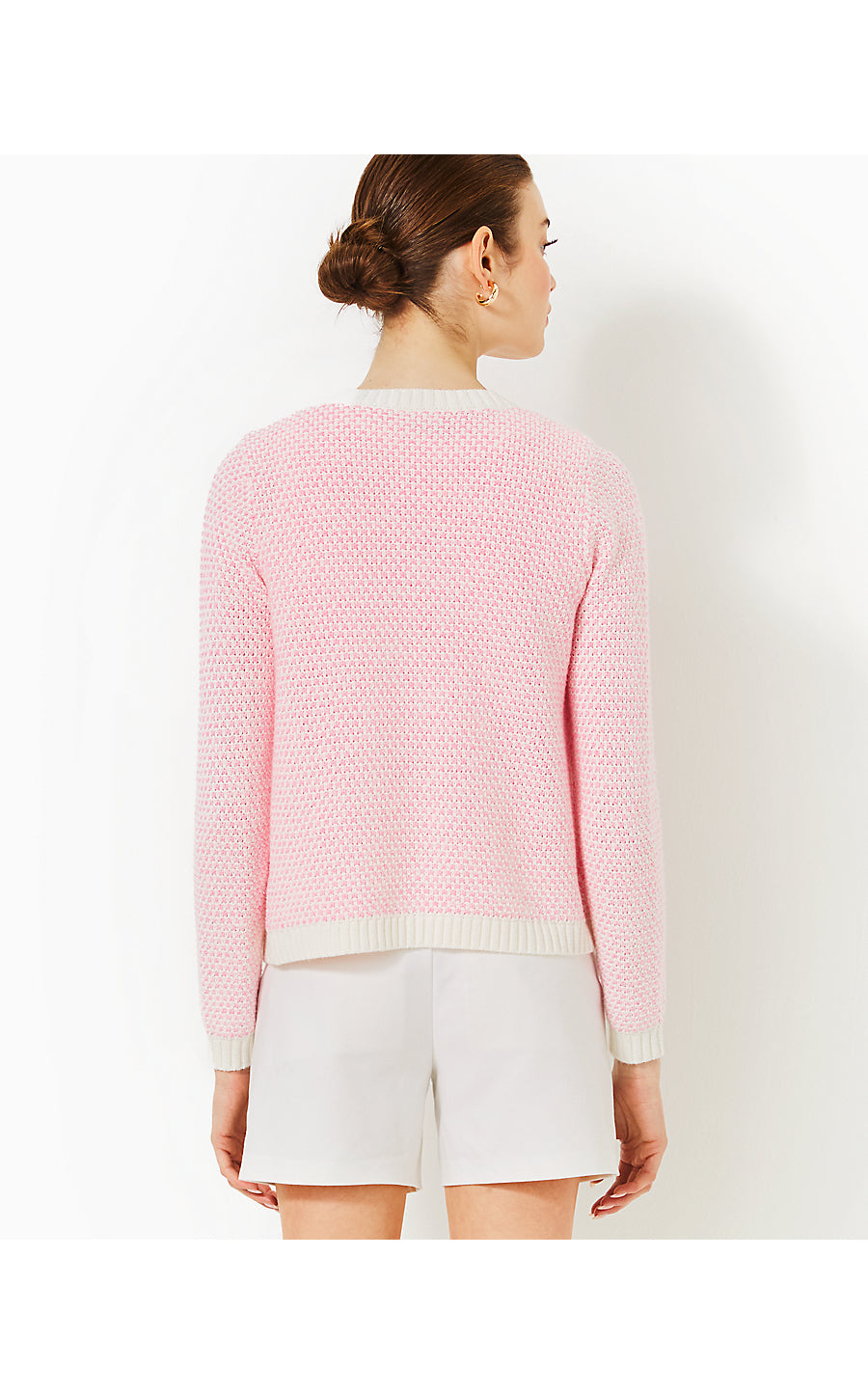 CAVAN SWEATER SET, HEATHERED CONCH SHELL PINK COASTAL CHECK