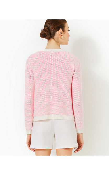 CAVAN SWEATER SET, HEATHERED CONCH SHELL PINK COASTAL CHECK
