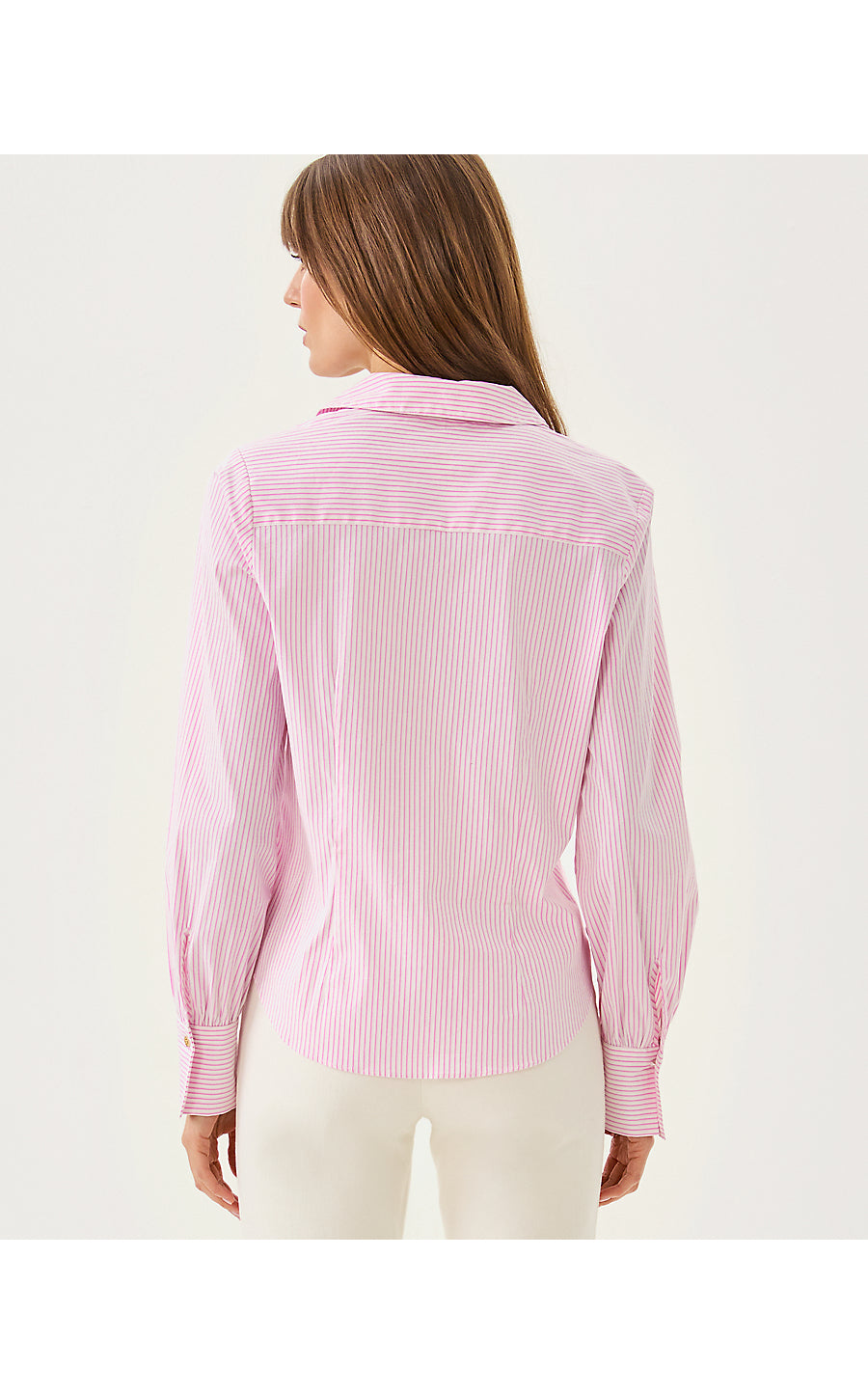 THE TIE LILLY SHIRT, CONCH SHELL PINK SHADOW SHIRTING STRIPE