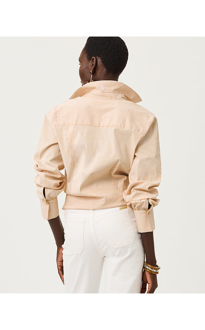 THE TIE LILLY SHIRT, ICED LATTE MIRROR SHIRTING STRIPE