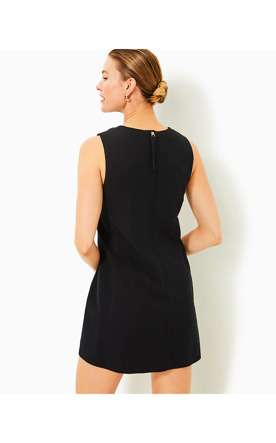 EDITA EMBELLISHED STRETCH SHIFT DRESS, NOIR