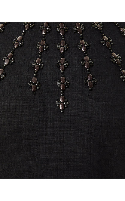 EDITA EMBELLISHED STRETCH SHIFT DRESS, NOIR