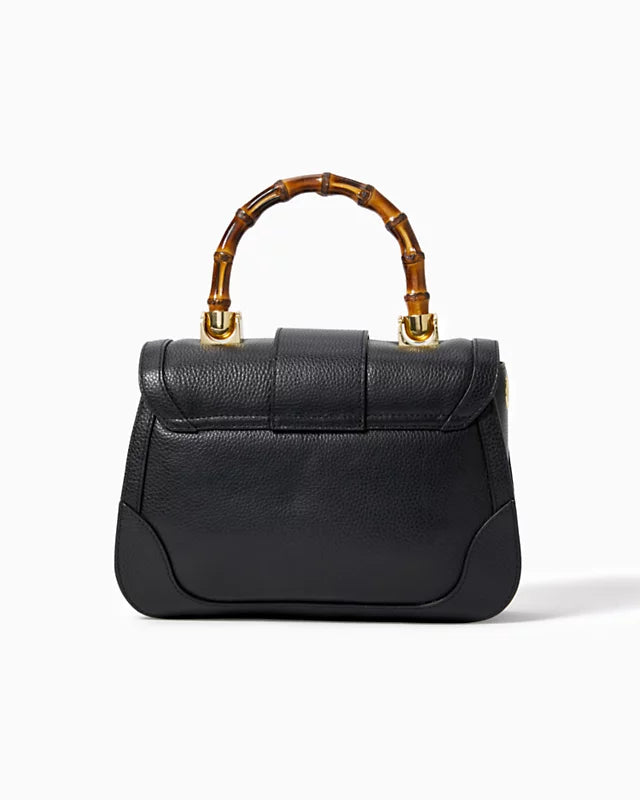 PONCEY LEATHER TOP HANDLE, NOIR