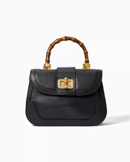 PONCEY LEATHER TOP HANDLE, NOIR