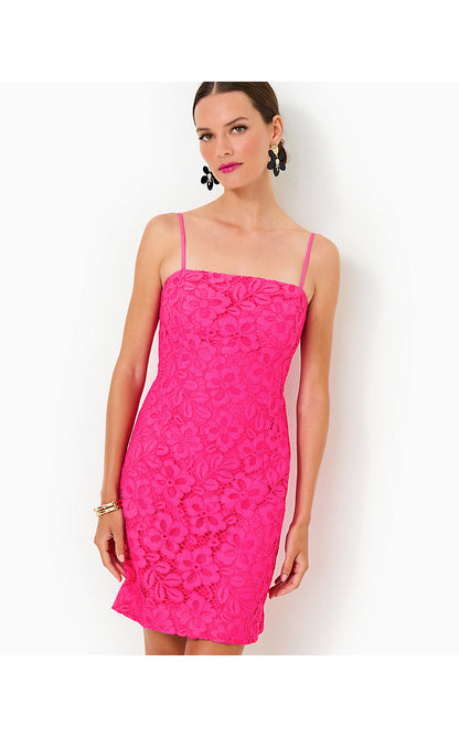 MARET LACE DRESS, PASSION FRUIT PINK FLORA CORDED LACE