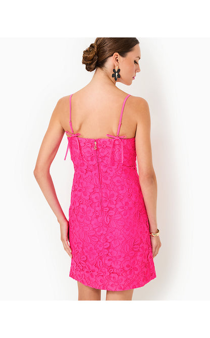 MARET LACE DRESS, PASSION FRUIT PINK FLORA CORDED LACE