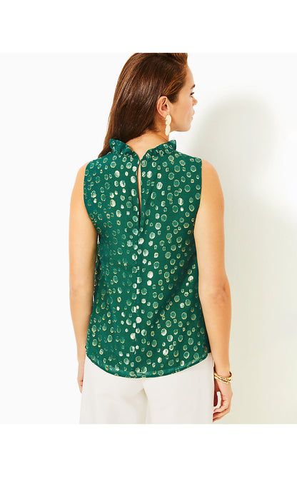 RAYALYNNE SILK TOP, VILLA GREEN SILK BUBBLY CLIP