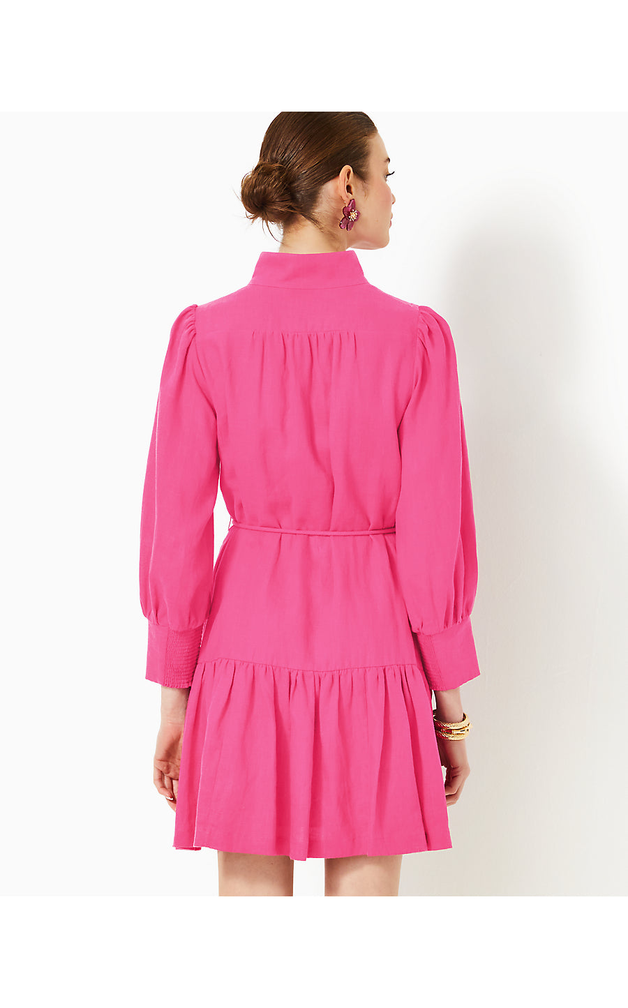 DRENA LINEN DRESS, PASSION FRUIT PINK