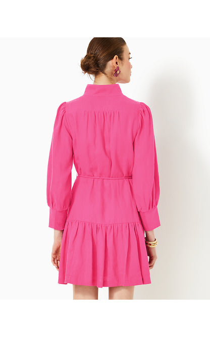 DRENA LINEN DRESS, PASSION FRUIT PINK