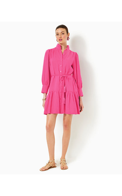 DRENA LINEN DRESS, PASSION FRUIT PINK