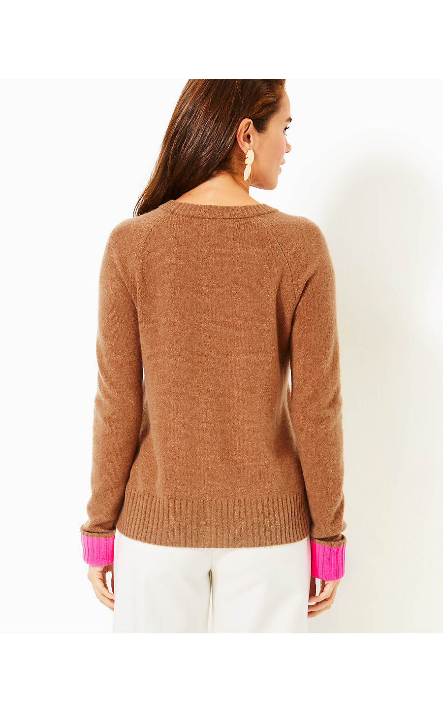 CHARLISA CASHMERE SWEATER, BUNGALOW BROWN METALLIC