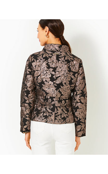 EMELYN BROCADE JACKET, NOIR MOONLIGHT DANCE BROCADE