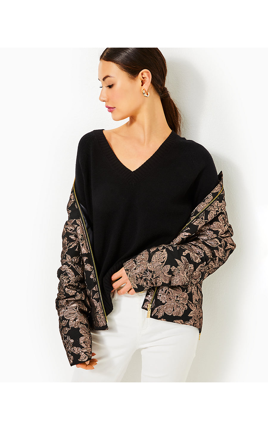 EMELYN BROCADE JACKET, NOIR MOONLIGHT DANCE BROCADE